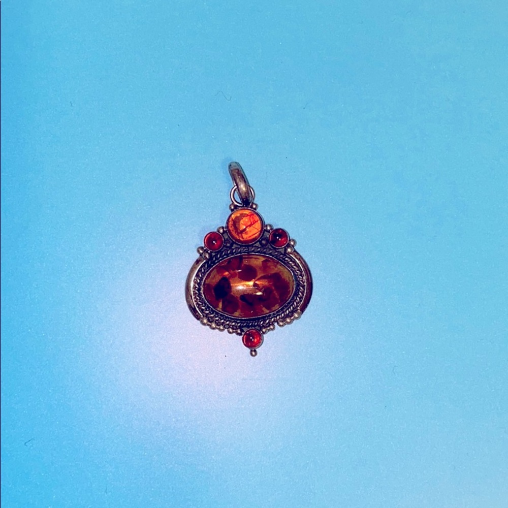 Amber & Sterling Vintage Necklace